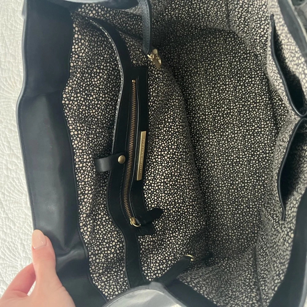 Loeffler Randall work bag tote purse reptile snakeskin python black bag office - Picture 12 of 12